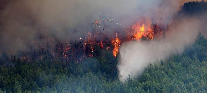 Φωτιά σε εξέλιξη στο Αγκίστρι -Καίει πευκοδάσος (βίντεο)